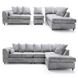 Snugg Furniture UK Limited DYLAN 5 Seater Chenille Scatter Back Left Hand Corner Sofa in Silver - thumbnail 2