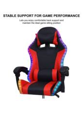 Groundlevel Gaming Office Chair with LED Lights in Red - thumbnail 4