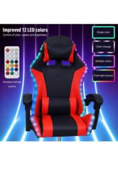 Groundlevel Gaming Office Chair with LED Lights in Red - thumbnail 2