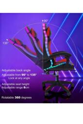 Groundlevel Gaming Office Chair with LED Lights in Red - thumbnail 3