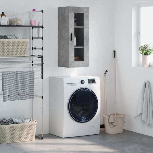 Berkfield Home Wall Mounted Cabinet Concrete Grey 34.5x34x90 cm - image 1