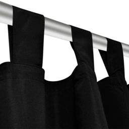 Berkfield Home 2 pcs Black Micro-Satin Curtains with Loops 140 x 245 cm - thumbnail 4