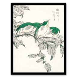 Artery8 Numata Kashu Framed Wall Art Print White Eye & Osmanthus Japan - Size: A4 - thumbnail 1