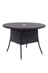 Living and Home Round Wicker Garden Dining Table With Parasol Hole in Black - thumbnail 3