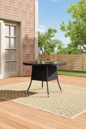 Living and Home Round Wicker Garden Dining Table With Parasol Hole in Black - thumbnail 2