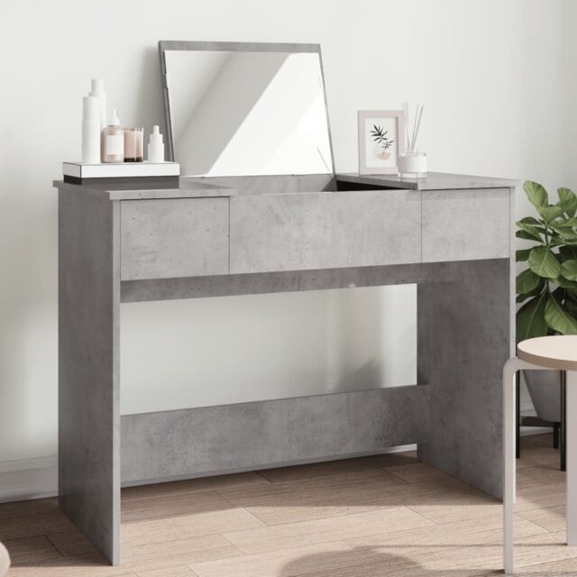 Berkfield Home Dressing Table with Mirror Concrete Grey 100x45x76 cm - Size: 100 x 45 x 76 cm - image 1