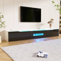 BTM Black & white 180 cm TV cabinet, high-gloss with 16-color LED - thumbnail 3