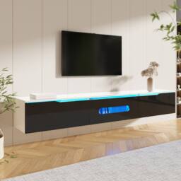 BTM Black & white 180 cm TV cabinet, high-gloss with 16-color LED - thumbnail 6
