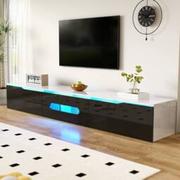 BTM Black & white 180 cm TV cabinet, high-gloss with 16-color LED - thumbnail 9