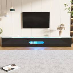 BTM Black & white 180 cm TV cabinet, high-gloss with 16-color LED - thumbnail 2