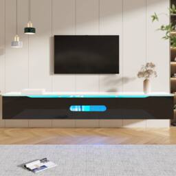 BTM Black & white 180 cm TV cabinet, high-gloss with 16-color LED - thumbnail 4