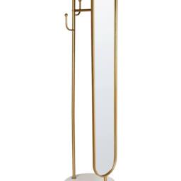 Wyld and Coco Gold Coat Stand with Marble Base and Full-Length Mirror - thumbnail 2