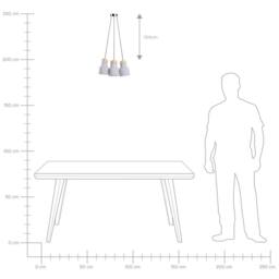 Wyld and Coco Three-Light Pendant Cluster Grey Concrete with Pine Wood Accent - thumbnail 6
