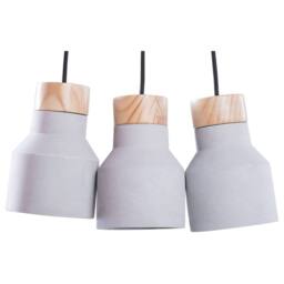 Wyld and Coco Three-Light Pendant Cluster Grey Concrete with Pine Wood Accent - thumbnail 2
