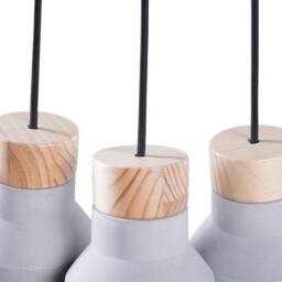 Wyld and Coco Three-Light Pendant Cluster Grey Concrete with Pine Wood Accent - thumbnail 4