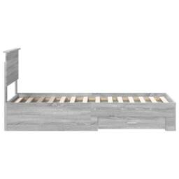 Berkfield Home Bed Frame Grey Sonoma & Silver 75 x 190 cm Engineered Wood - thumbnail 8
