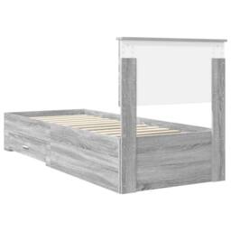Berkfield Home Bed Frame Grey Sonoma & Silver 75 x 190 cm Engineered Wood - thumbnail 9