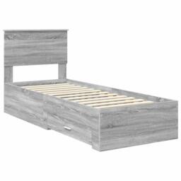Berkfield Home Bed Frame Grey Sonoma & Silver 75 x 190 cm Engineered Wood - thumbnail 4