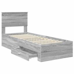Berkfield Home Bed Frame Grey Sonoma & Silver 75 x 190 cm Engineered Wood - thumbnail 5