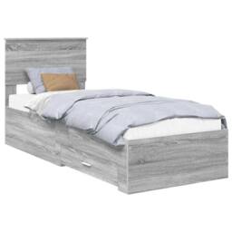 Berkfield Home Bed Frame Grey Sonoma & Silver 75 x 190 cm Engineered Wood - thumbnail 2
