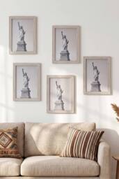 Living and Home 5-Piece Photo Frame Set in Beige - thumbnail 1