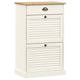 Berkfield Home Shoe Cabinet VIGO 60x35x96 cm White Solid Wood Pine - Size: 60 x 35 x 96 cm - thumbnail 3