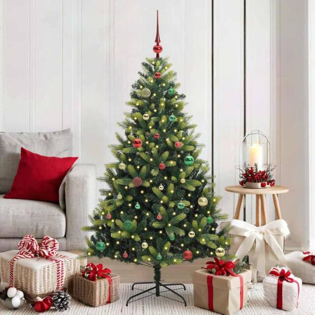 Berkfield Home Artificial Hinged Christmas Tree 150 LEDs Green 150 cm - image 1