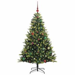 Berkfield Home Artificial Hinged Christmas Tree 150 LEDs Green 150 cm - thumbnail 3