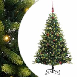 Berkfield Home Artificial Hinged Christmas Tree 150 LEDs Green 150 cm - thumbnail 2