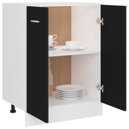 Berkfield Home Durable Bottom Cabinet Black 60x46x81.5 cm Engineered Wood - thumbnail 4