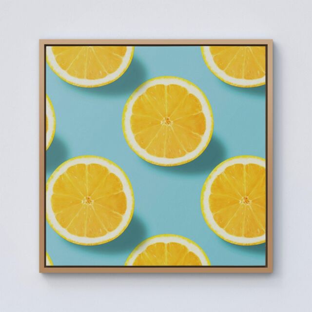 "Warren Reed - Designer Fresh Lemons Framed Canvas in Light Brown - Size: W16"" x H16""" - image 1