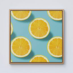 "Warren Reed - Designer Fresh Lemons Framed Canvas in Light Brown - Size: W16"" x H16""" - thumbnail 1