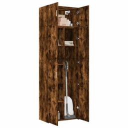 Berkfield Home Storage Cabinet Smoked Oak 70x42.5x225 cm Engineered Wood in Brown - thumbnail 1