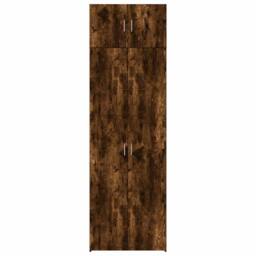 Berkfield Home Storage Cabinet Smoked Oak 70x42.5x225 cm Engineered Wood in Brown - thumbnail 4