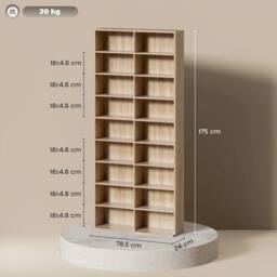 NESTLUNE 640 CD Storage Unit 360 DVD Storage Tower in Brown - Size: 100 cm x 15 cm - thumbnail 2