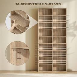 NESTLUNE 640 CD Storage Unit 360 DVD Storage Tower in Brown - Size: 100 cm x 15 cm - thumbnail 5