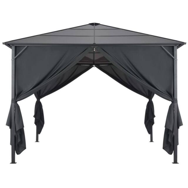 Berkfield Home Gazebo with Curtain Aluminium 3x3 m Black - image 1