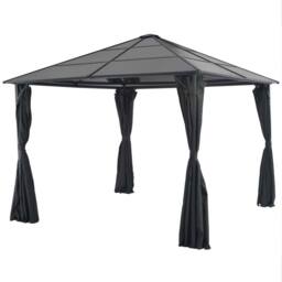 Berkfield Home Gazebo with Curtain Aluminium 3x3 m Black - thumbnail 2