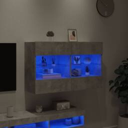 Berkfield Home TV Wall Cabinet with LED Lights Concrete Grey 98.5x30x60.5 cm - thumbnail 4