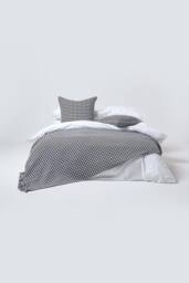 Homescapes Houndstooth 100% Cotton Bedspread Throw in Black - Size: 225 cm x 255 cm - thumbnail 3