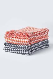 Homescapes Houndstooth 100% Cotton Bedspread Throw in Black - Size: 225 cm x 255 cm - thumbnail 6