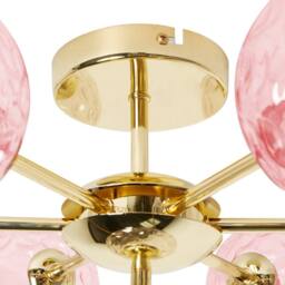 Wyld and Coco Seven-Light Pink and Gold Glass Iron Ceiling Light - thumbnail 7