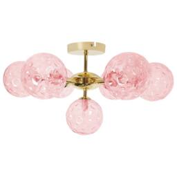 Wyld and Coco Seven-Light Pink and Gold Glass Iron Ceiling Light - thumbnail 2
