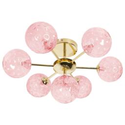 Wyld and Coco Seven-Light Pink and Gold Glass Iron Ceiling Light - thumbnail 5