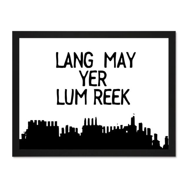 "Artery8 Wall Art Print Lang May Yer Lum Reek Chimney Scotland Smoke Saying Scottish Large Framed Wall Décor Art in White - Size: W18"" x H24""" - image 1