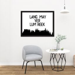 "Artery8 Wall Art Print Lang May Yer Lum Reek Chimney Scotland Smoke Saying Scottish Large Framed Wall Décor Art in White - Size: W18"" x H24""" - thumbnail 2