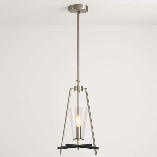 CGC Lighting Danika Satin Silver Steel & Black Ceiling Pendant Light in Metallic Silver - image 1