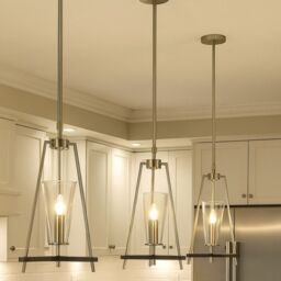 CGC Lighting Danika Satin Silver Steel & Black Ceiling Pendant Light in Metallic Silver - thumbnail 2