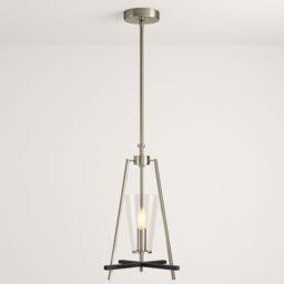 CGC Lighting Danika Satin Silver Steel & Black Ceiling Pendant Light in Metallic Silver