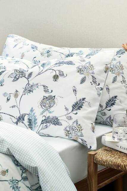 CHRISTY 'Bramley' Spring Floral Cotton Sateen Standard Pillowcase Pair in Blue - image 1